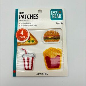 Pen + Gear Self-Adhesive Icon Patches, 4 Count, Food Pizza Burger French Fries